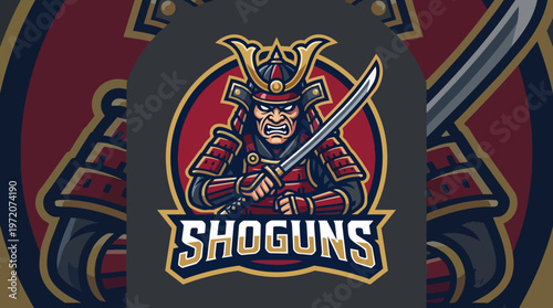 Samurai warrior logo with sword.