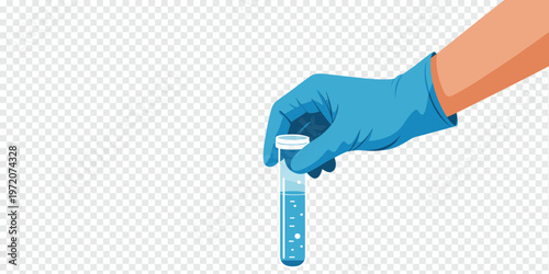 Gloved Hand Holding Test Tube Lab Research Concept