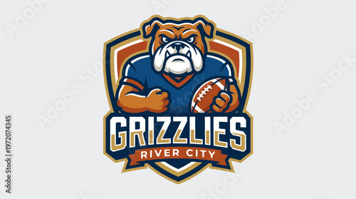 American Football Team Bulldog Logo.