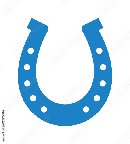 幸運のシンボル、青い馬蹄のシンプルなベクターイラスト。成功、お守り、縁起の良いモチーフとして、ウェブサイトやデザインプロジェクトに最適なグラフィック素材。