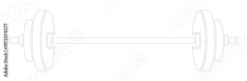 シンプルなバーベルのベクターイラスト、フィットネスと筋力トレーニングのアイコン、健康的なライフスタイルと運動のシンボル、ジムやスポーツ関連のデザイン素材