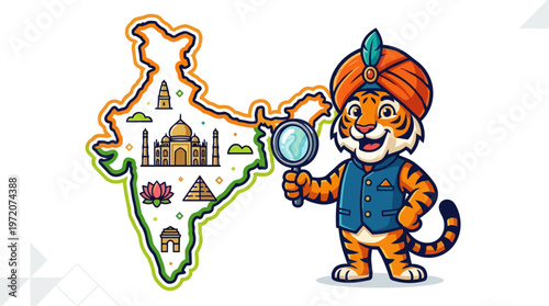 Tiger in traditional Indian attire.