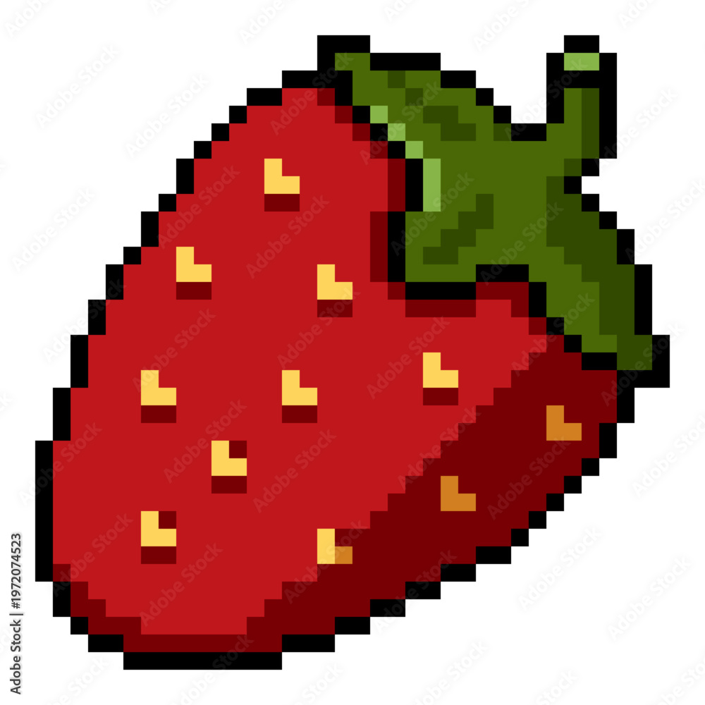 Fototapeta premium Pixel Art Icon of Red Strawberry