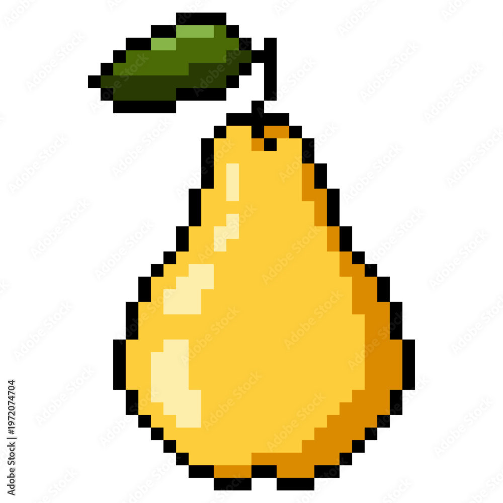 Fototapeta premium Pixel Art Icon - Pear Fruit