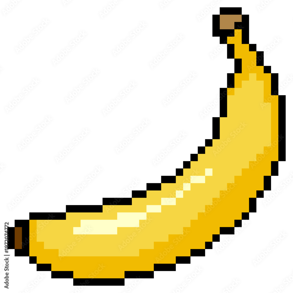 Fototapeta premium Pixel Art Icon - Yellow Banana