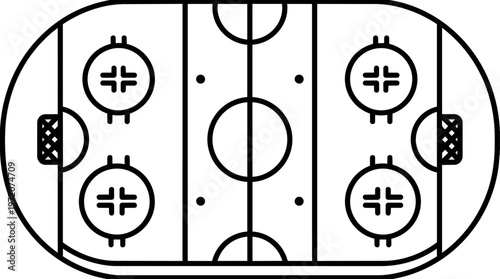 Hockey rink diagram with markings.