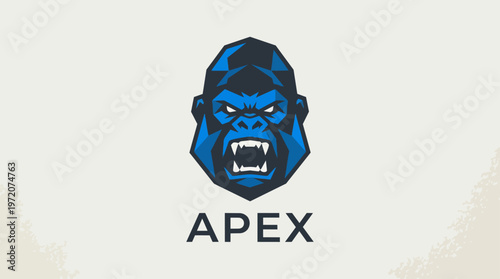 Blue gorilla head logo design.