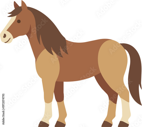 Brown Horse Standing Alone.