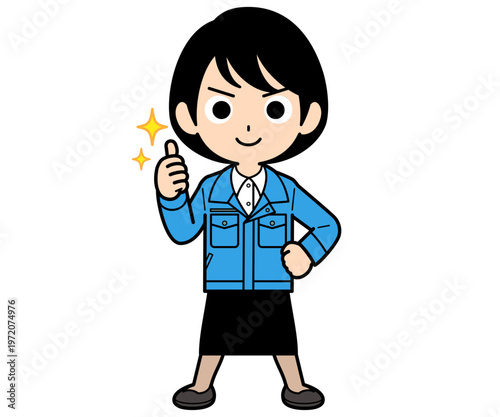 賞賛するショートヘアーの事務員の女性