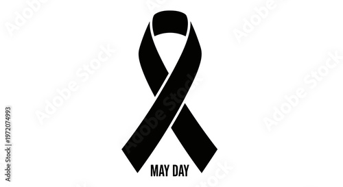 A black ribbon symbolizing solidarity on may day, a day of international workers' unity and awareness.