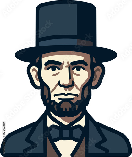 Abraham Lincoln Cartoon Portrait Illustration.