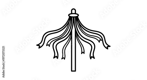 Simple black and white line drawing of a squid or octopus tentacle holder on a stick.