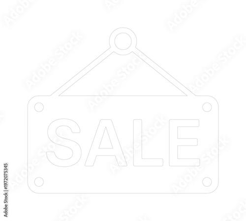 ミニマルな白黒の「SALE」サインボード、シンプルでモダンなセール告知用ベクターアイコン、店舗やオンラインストアの割引プロモーションに最適なグラフィック素材