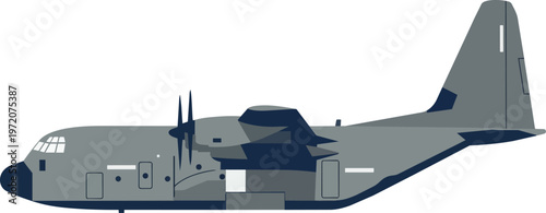 Gray Military Transport Airplane Aircraft.