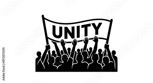 A group of people holding a banner that says unity, symbolizing togetherness and solidarity.