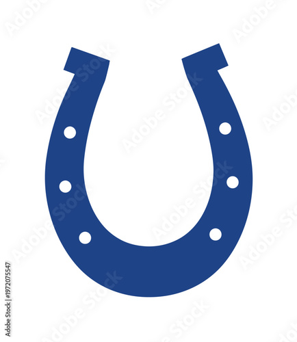 幸運を呼ぶ青い蹄鉄のベクターイラスト、成功と繁栄のシンボル、シンプルなデザインのラッキーチャーム、ウェブサイトやロゴデザインに最適なグラフィック素材