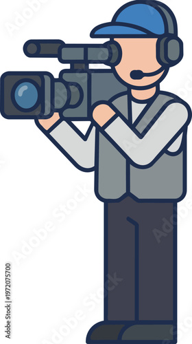 Man holding a video camera.