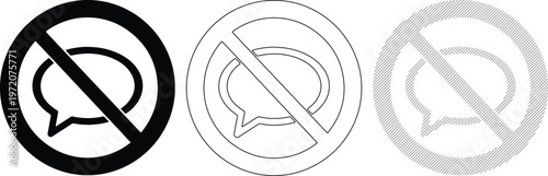 Prohibition Signs for Speech Bubbles Communication Ban Social Media Restriction Digital Silence Minimalist Vector Graphics