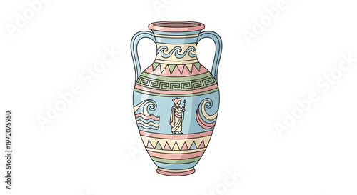 Colorful Ancient Greek Style Vase.