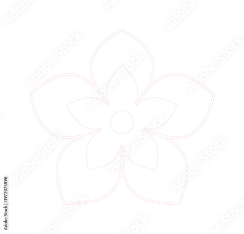 繊細な花びらが美しい、ミニマルな桜のラインアートベクターイラスト。春の訪れを感じさせる、優雅でシンプルな花のアイコンデザイン。和風デザインやグリーティングカード、ウェブ素材に最適な植物モチーフ。