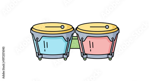 Colorful cartoon steel drums side by side.