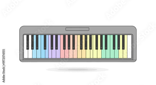 Colorful Electronic Keyboard Instrument Closeup.