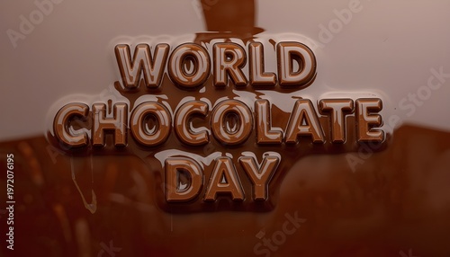 A chocolate sign reading World Chocolate Day on a brown background