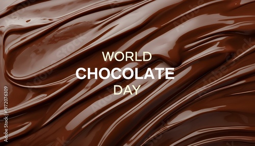 A close-up of melted chocolate celebrating World Chocolate Day with a smooth and glossy texture
