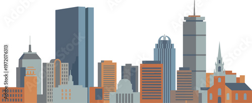 City Skyline with Tall Buildings.