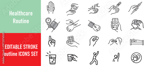 Healthcare Routine Icon Set ?...