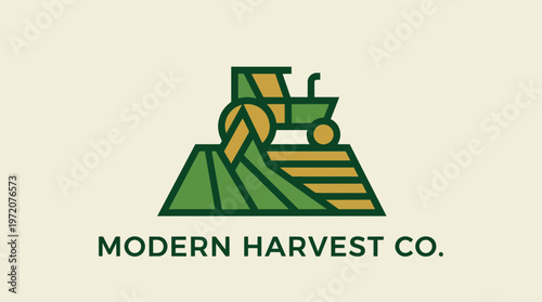 Tractor on Harvested Field Logo.