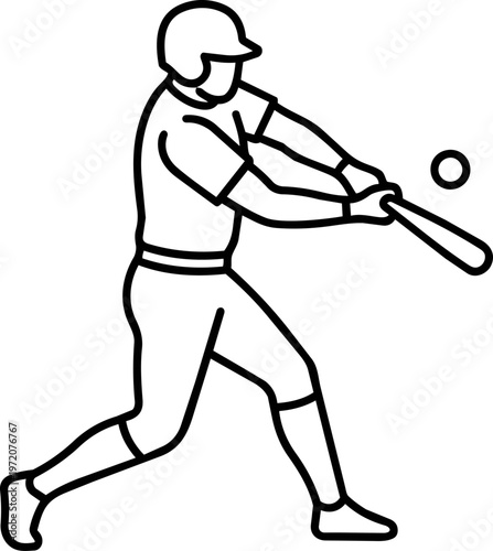 Baseball Player Hitting Ball.