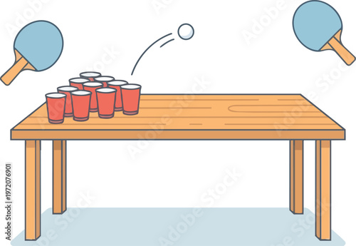 Ping Pong Table with Cups.