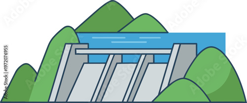 Dam with green hills around.