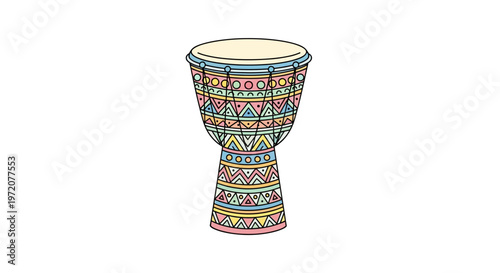 Colorful Djembe Drum Instrument Closeup.