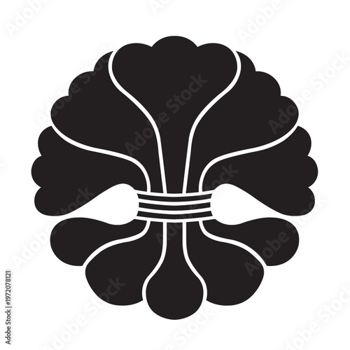 日本の伝統的な植物紋の家紋である「綿紋」のベクターデータ