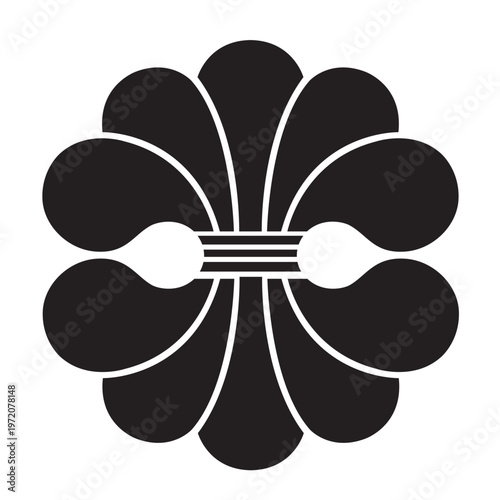 日本の伝統的な植物紋の家紋である「綿紋」のベクターデータ