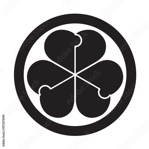 日本の伝統的な植物紋の家紋である「綿紋」のベクターデータ