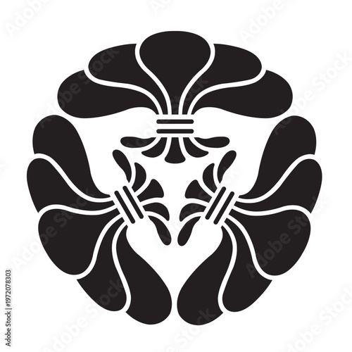 日本の伝統的な植物紋の家紋である「綿紋」のベクターデータ