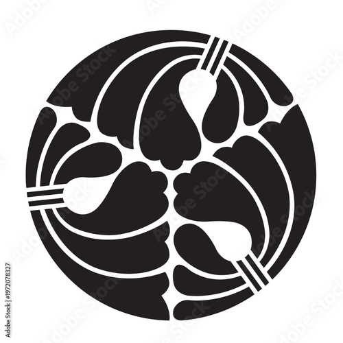 日本の伝統的な植物紋の家紋である「綿紋」のベクターデータ