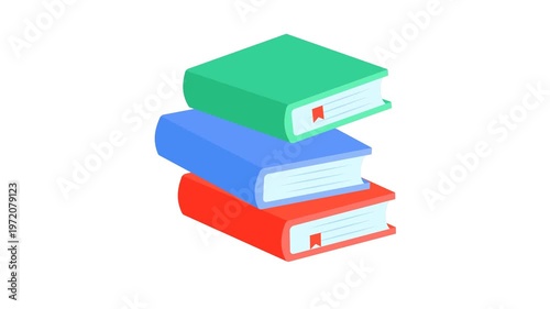 Stack of colorful books bouncing animation
