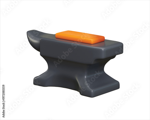 Anvil with Hot Metal icon 3d render concept of anvil icon for industrial manufacturing workshop tools icon vector illustration
