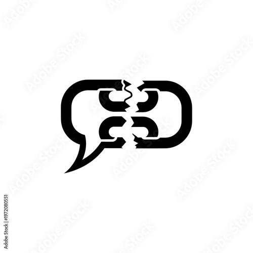 A broken speech bubble icon representing conflict and disagreement