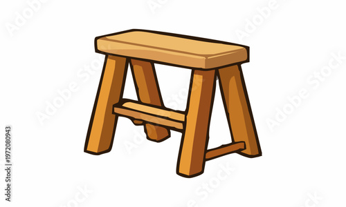 line art color of wooden step stool cartoon illustration