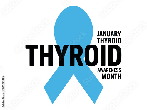 A blue ribbon symbolizing thyroid awareness during the month of January