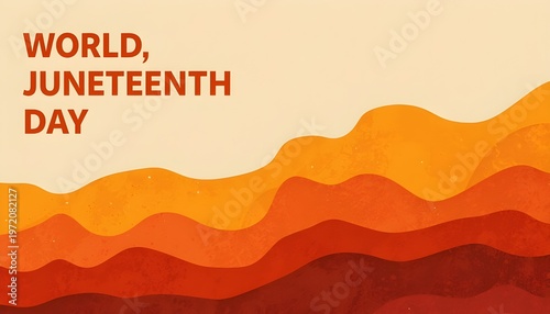 A vibrant illustration celebrating World Juneteenth Day with a colorful wavy landscape