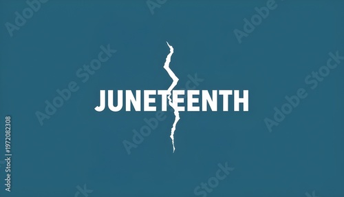 A graphic design celebrating Juneteenth with a broken chain symbol