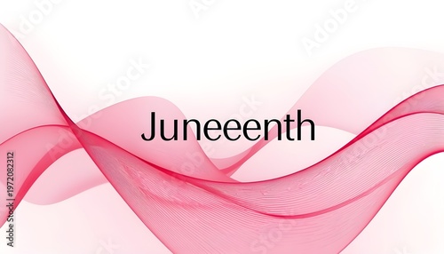 A vibrant Juneteenth celebration with pink ribbons on a white background