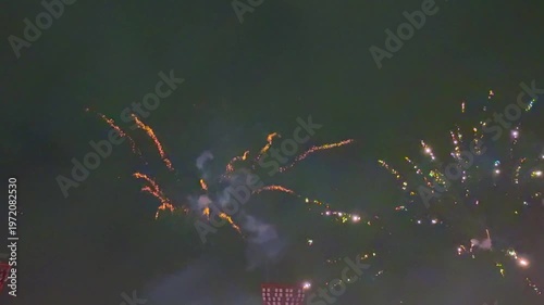 fireworks, colourful fire works lighting the night skies with vivid multi colours glowing colours of Easter Show of the fireworks producing beautiful lighting rainbow colourful effects Sydney NSW Aust