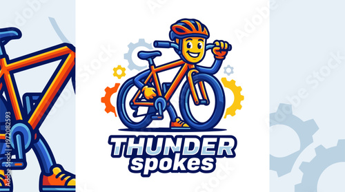 Cartoon bicycle with smiling character.